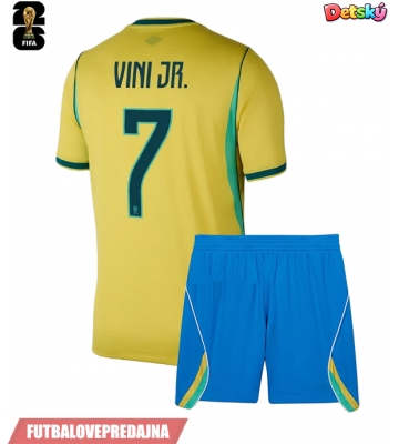 Lacne Dětský Futbalové dres Brazília Vinicius Junior #7 MS 2026 Krátky Rukáv - Domáci (+ trenírky)
